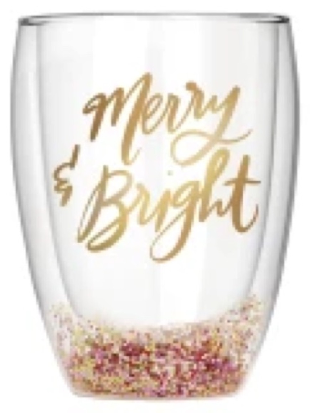 Double-Wall Stemless Glass - Merry Bright